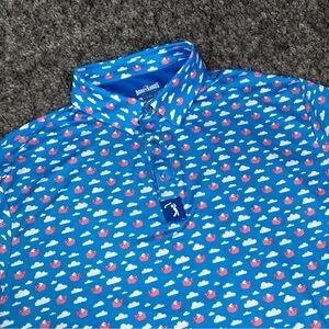 Bogey Bros Mens 4 Way Stretch Short Sleeve Golf Polo Shirt Pigs Fly Print XL